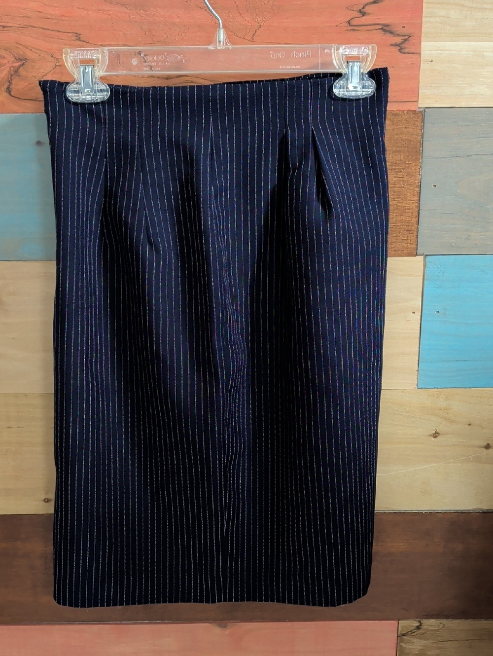 Classic Navy Pinstripe Pencil Skirt